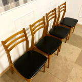 4 Scandinavian chairs seated skaï