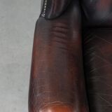 Cowhide leather Chesterfield wingback armchair in classic English style