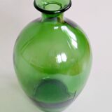 Vintage green glass bottle vase, decorative soliflore.