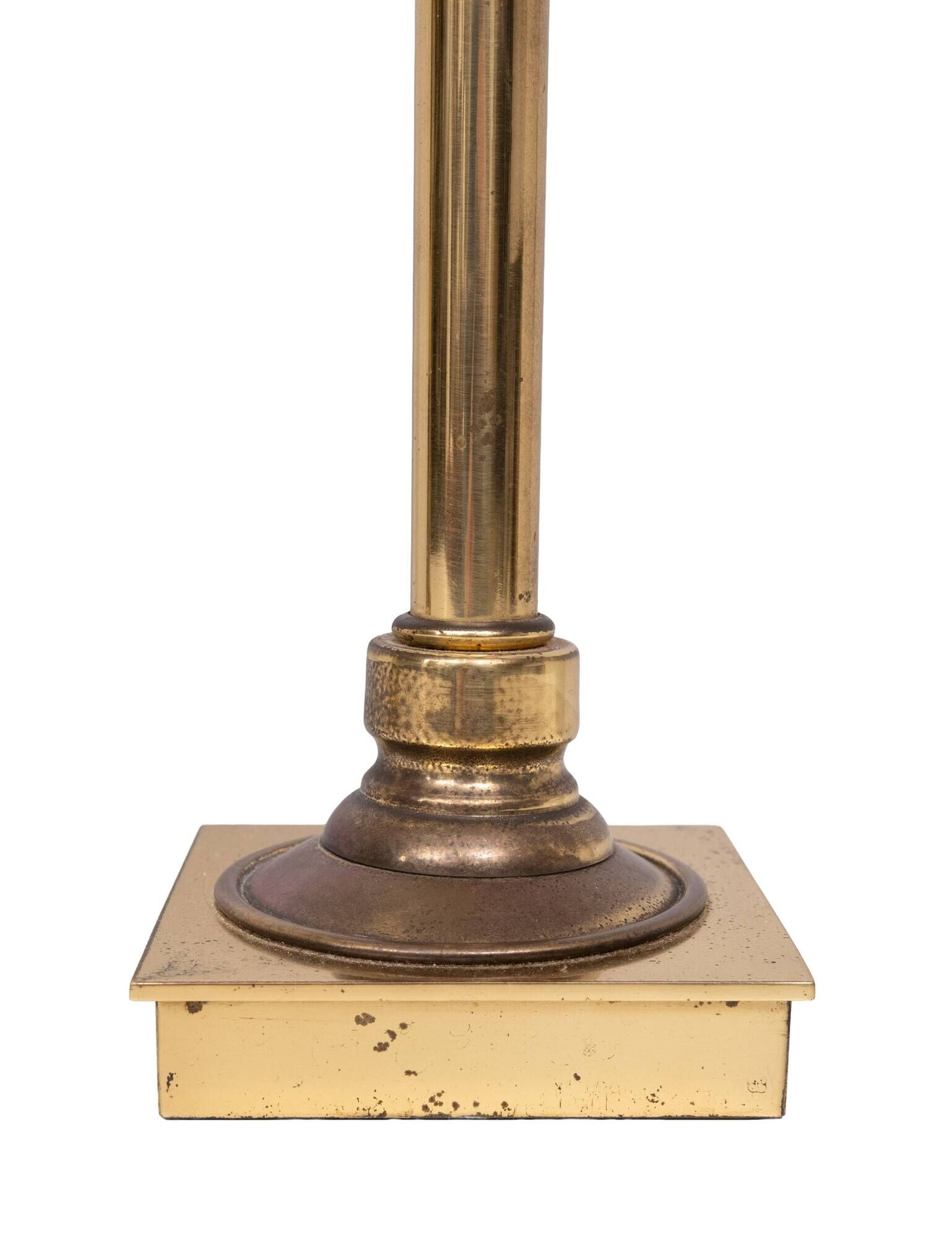 set solid Brass Table lamps Red Velvet shades 1960s France