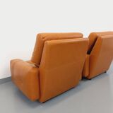 Paire de fauteuils lounge vintage en cuir des années 60 70