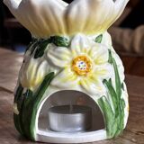 Bougeoir en barbotine fleur