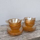 6 tasses à café en verre ambré 1970 italiennes