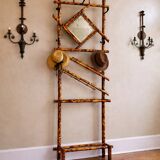 Antique bamboo wardrobe with mirror — exotic style, late 19th century