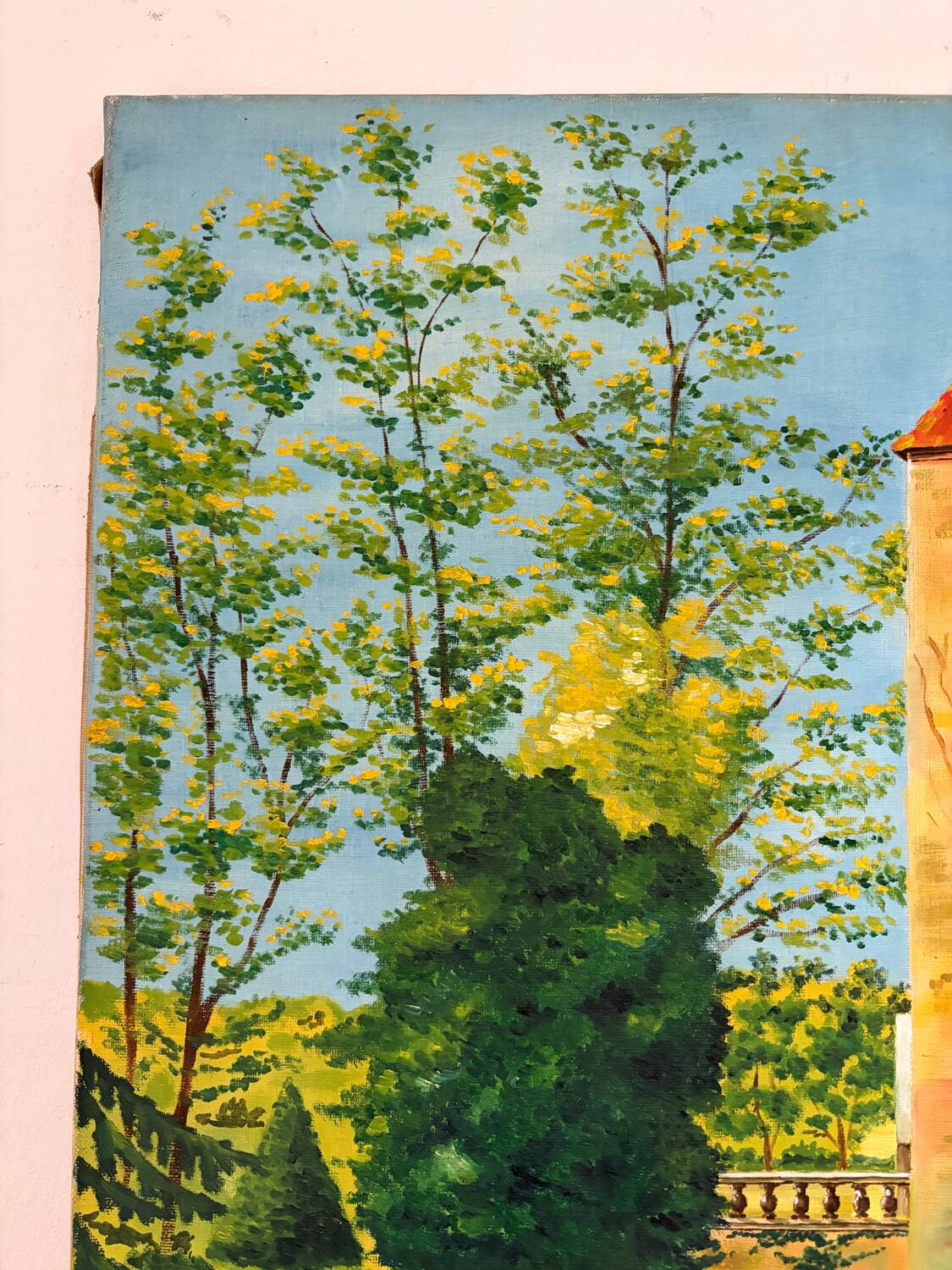 Reflets du château, huile sur toile, signé P.V. Sabatier 1940