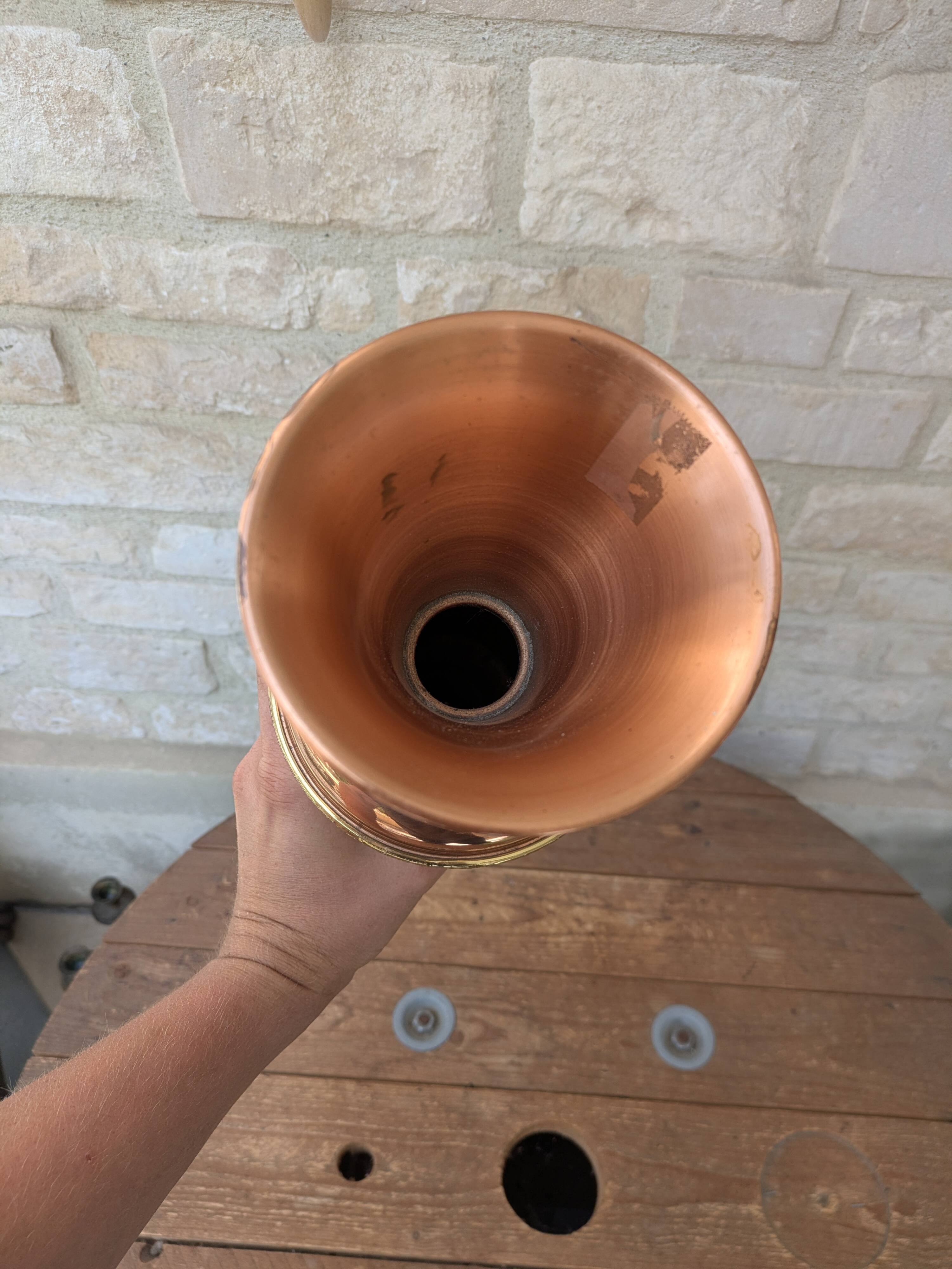 Ancient large copper vase from Villedieu les Poêles Gaor H37.5cm