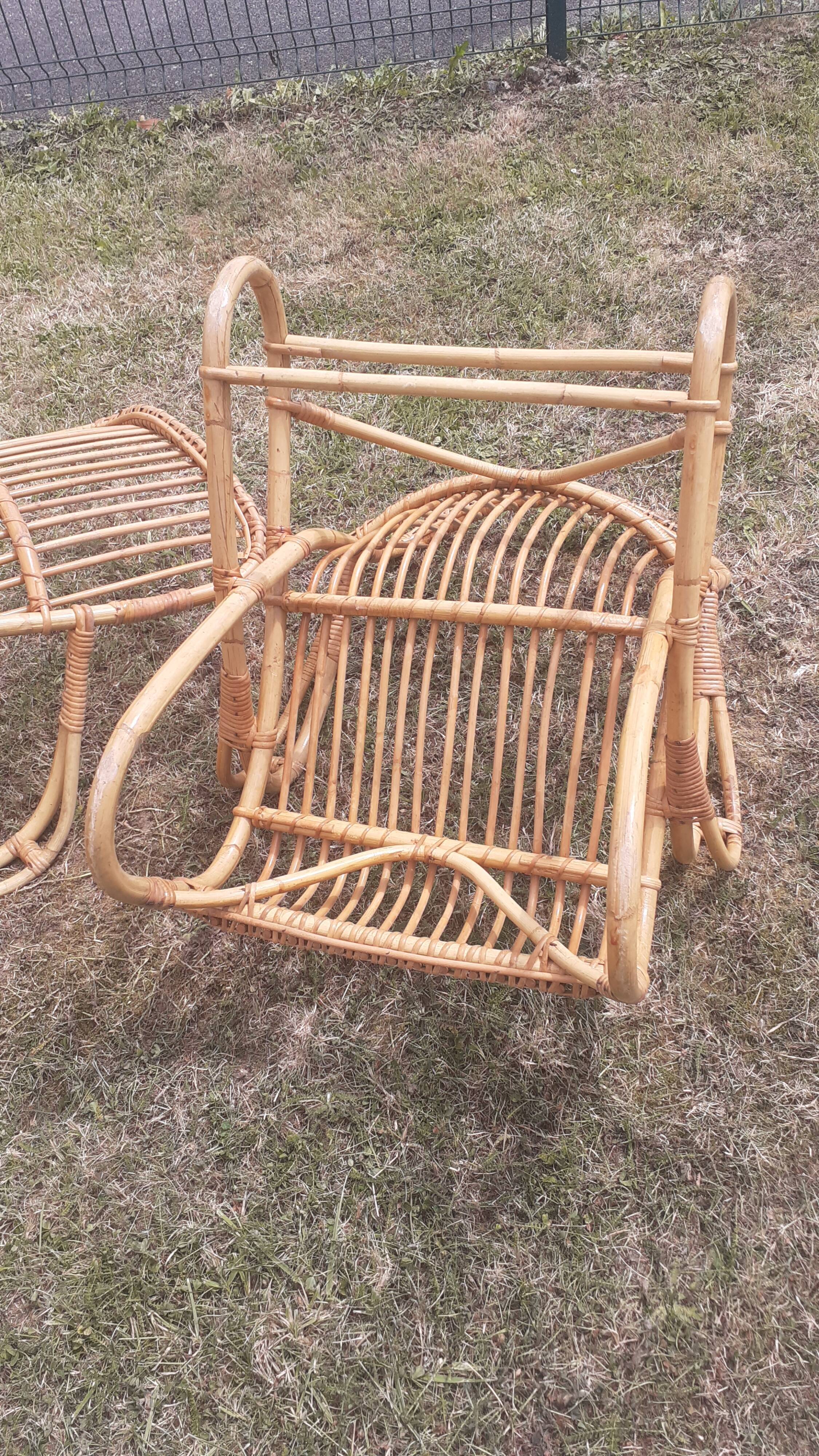 Rattan armchairs design Louis Sognot