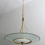 Fontana Arte Style Mid-Century Italian Glass and Brass Chandelier 40s