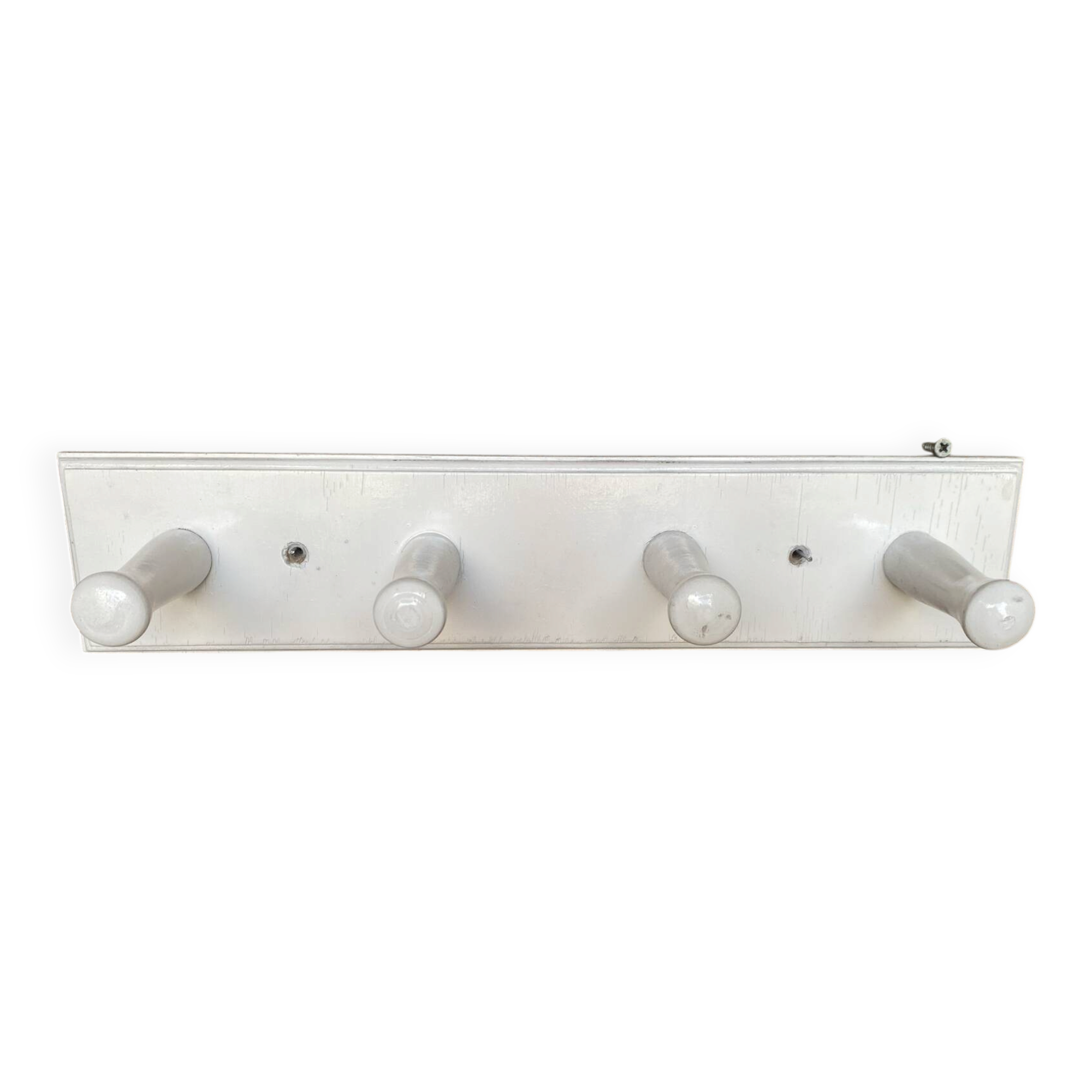 Patère Ancienne Porte Manteau Mural x4 Bois Blanc Vintage #E433