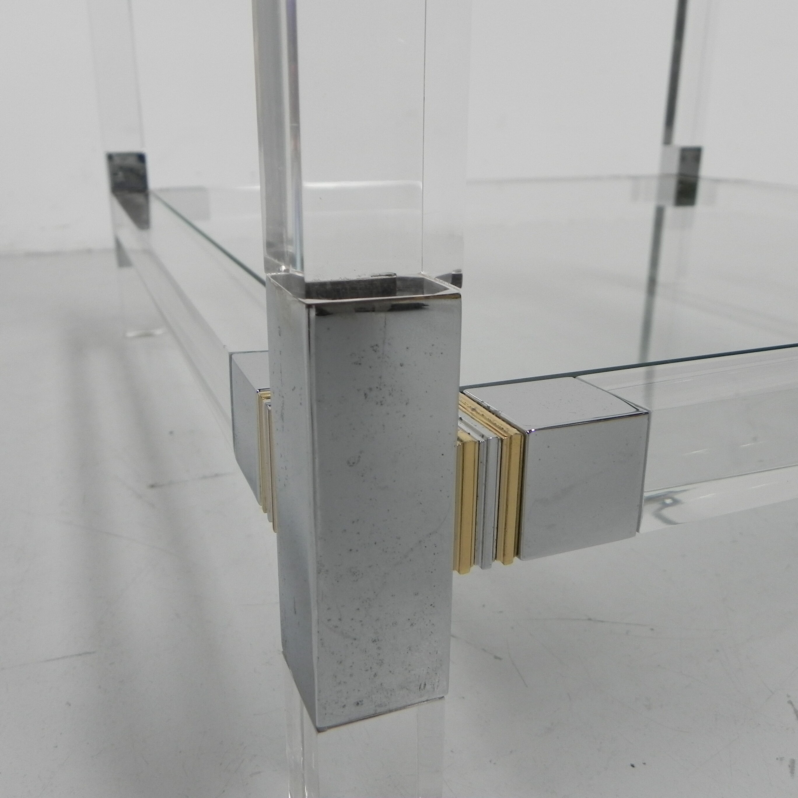 Hollywood Regency coffee table with perspex frame