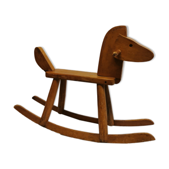 Old Kay Bojesen rocking horse, made of solid wood, Danish design