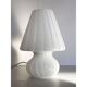 Mid-Century Modern Striped Milky-White "Fungo" Murano Glass Style Table Lam