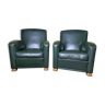 Pair of Poltrona Frau Green Leather Club Armchairs Limited Edition