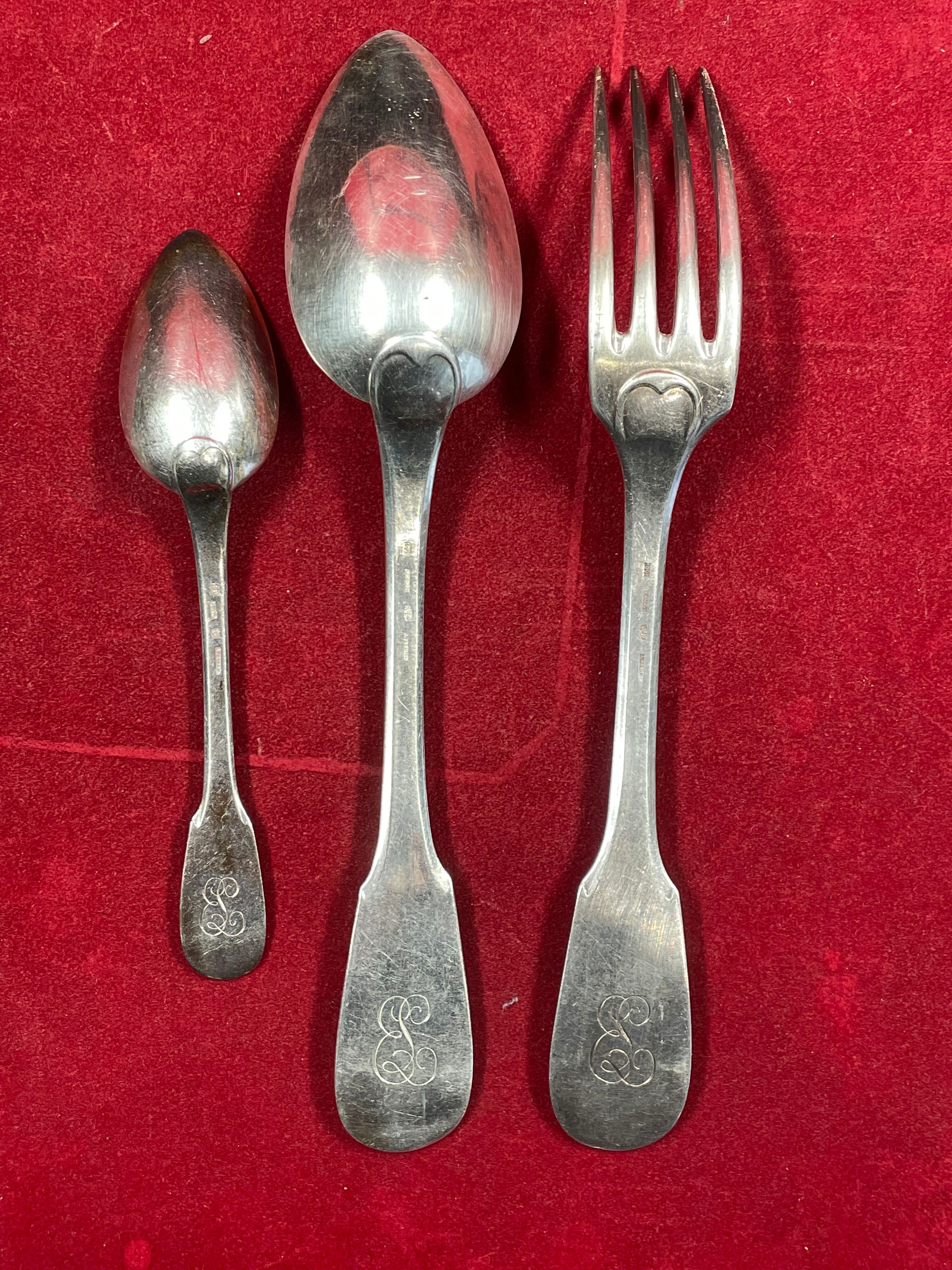 Cutlery set 36 Pieces in Silver Plated 100 g Armand Frenais Stylized monogram EL