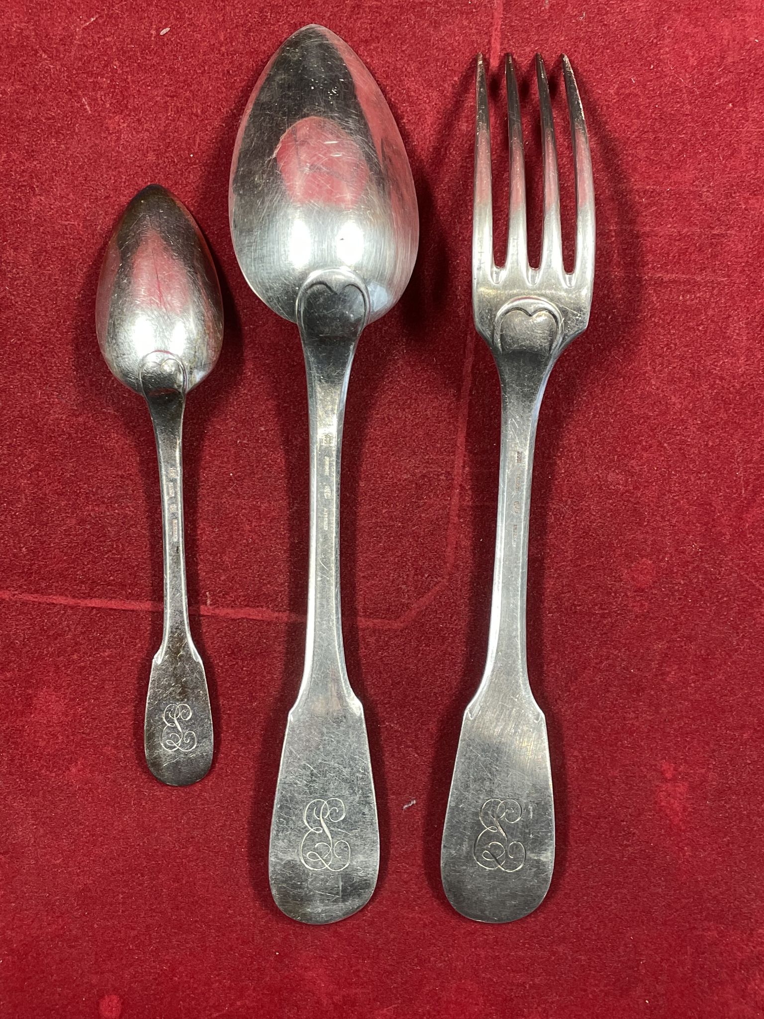 Cutlery set 36 Pieces in Silver Plated 100 g Armand Frenais Stylized monogram EL