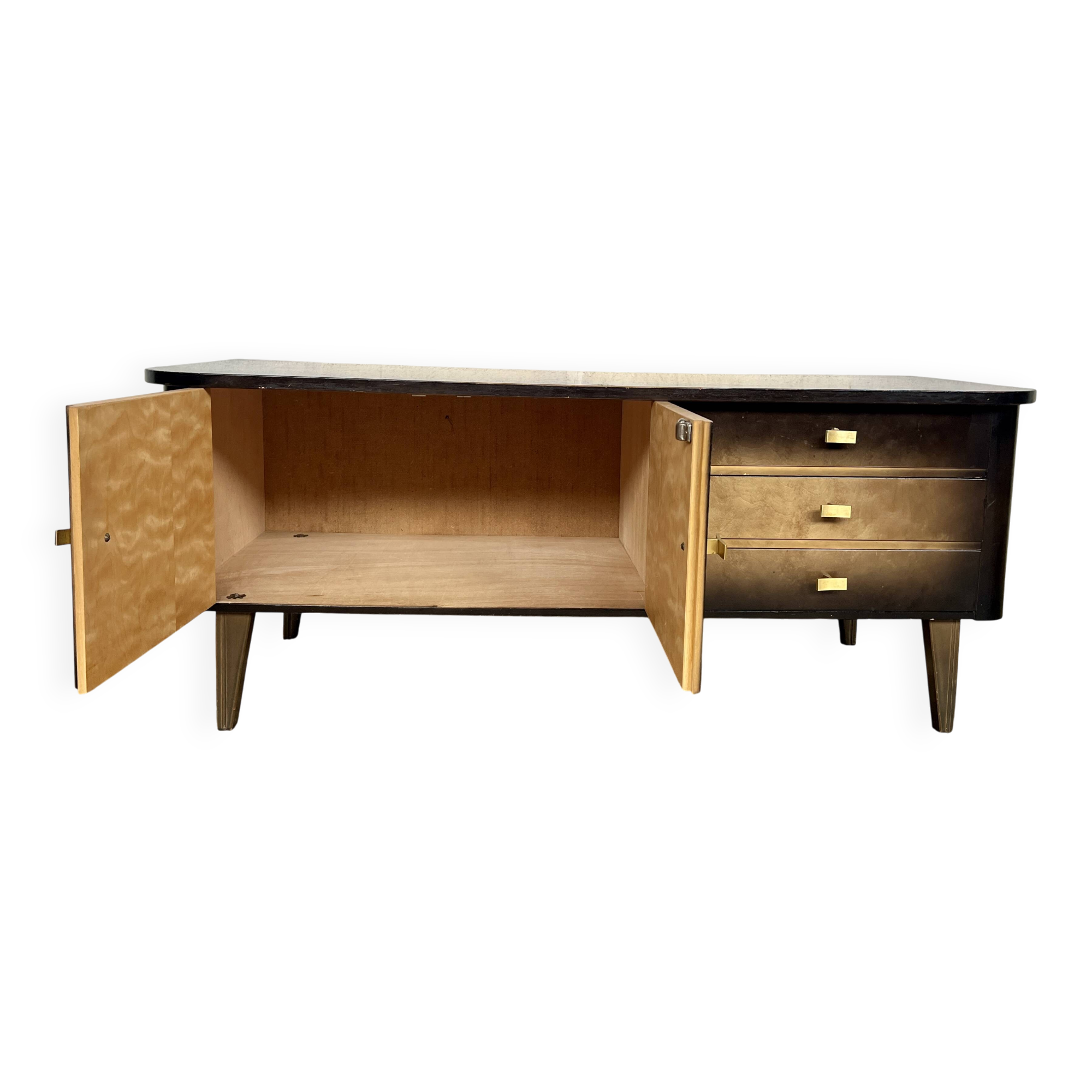 Vintage TV cabinet sideboard with Scandinavian-style compass legs