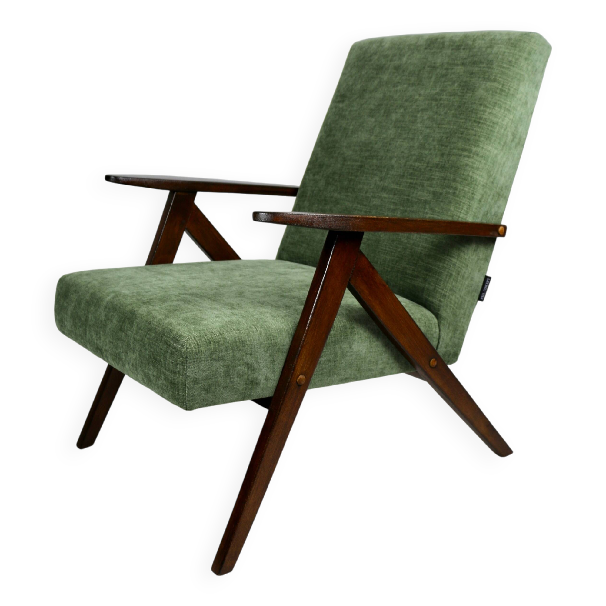 Fauteuil vintage vert olive modèle B-310, années 1970