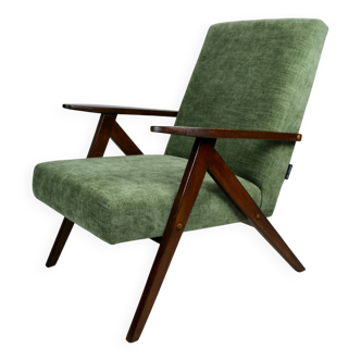 Fauteuil vintage vert olive modèle B-310, années 1970