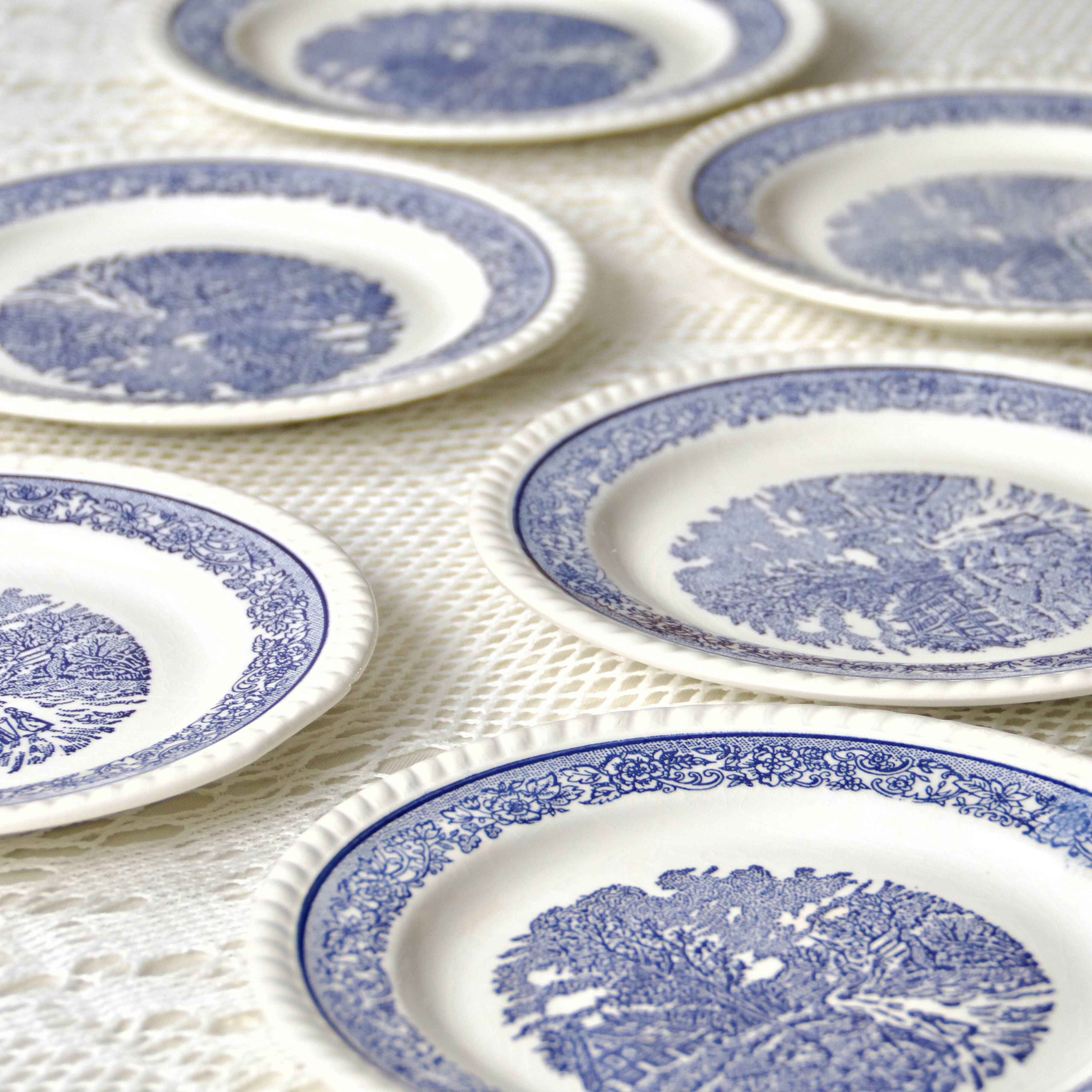 6 vintage country plates