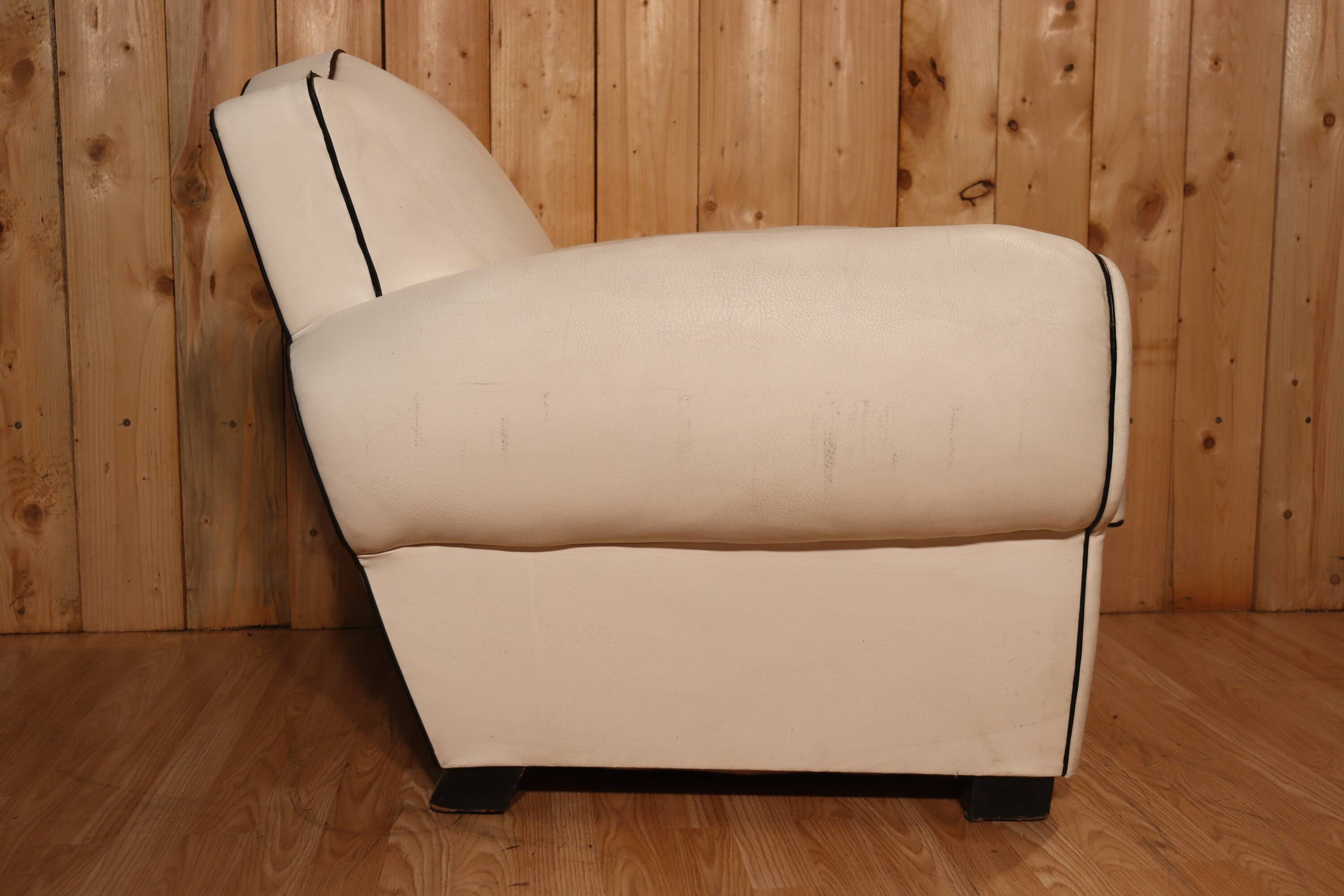 White leather club chair