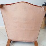 Walnut and velvet voltaire armchair