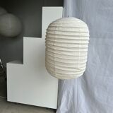 Suspension in rattan and natural japanese linen lantern shape h70 d50