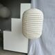 Suspension in rattan and natural japanese linen lantern shape h70 d50
