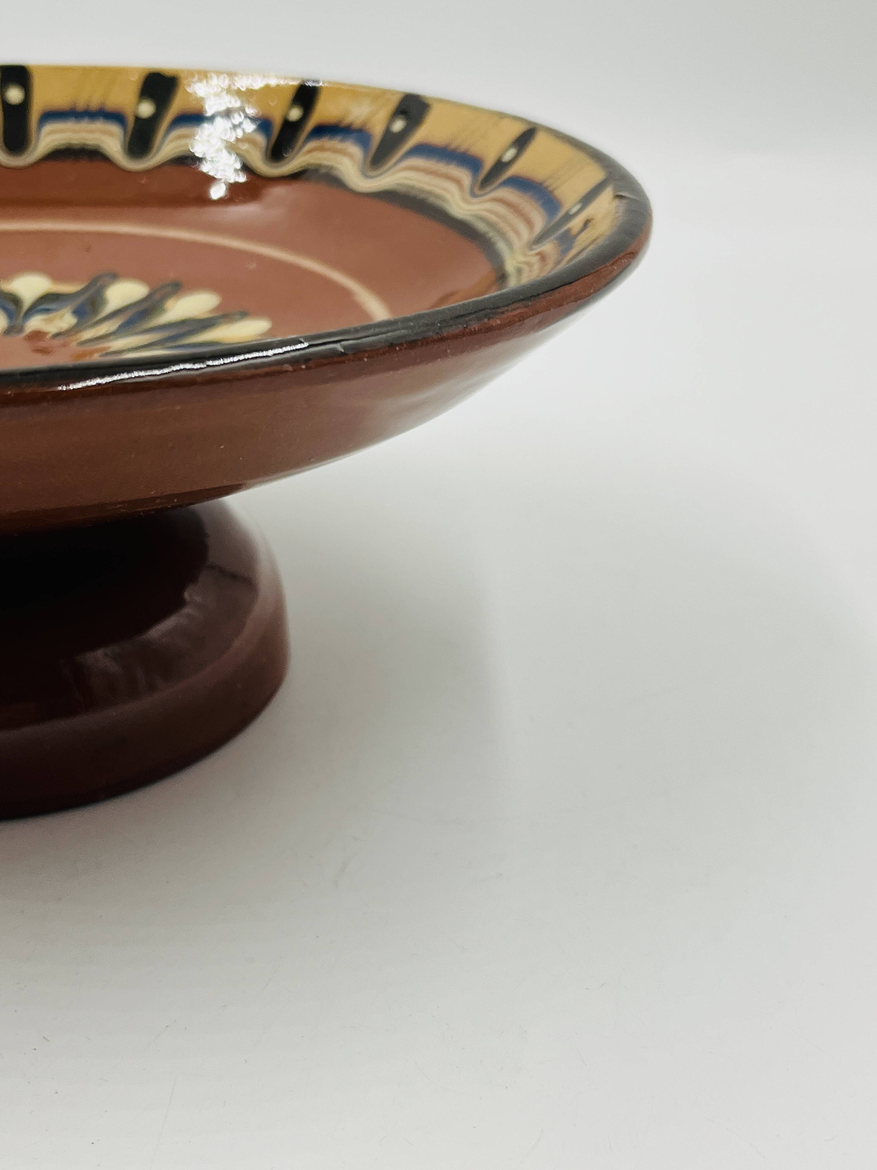 Ceramic footed bowl from Troyan, Bulgaria.