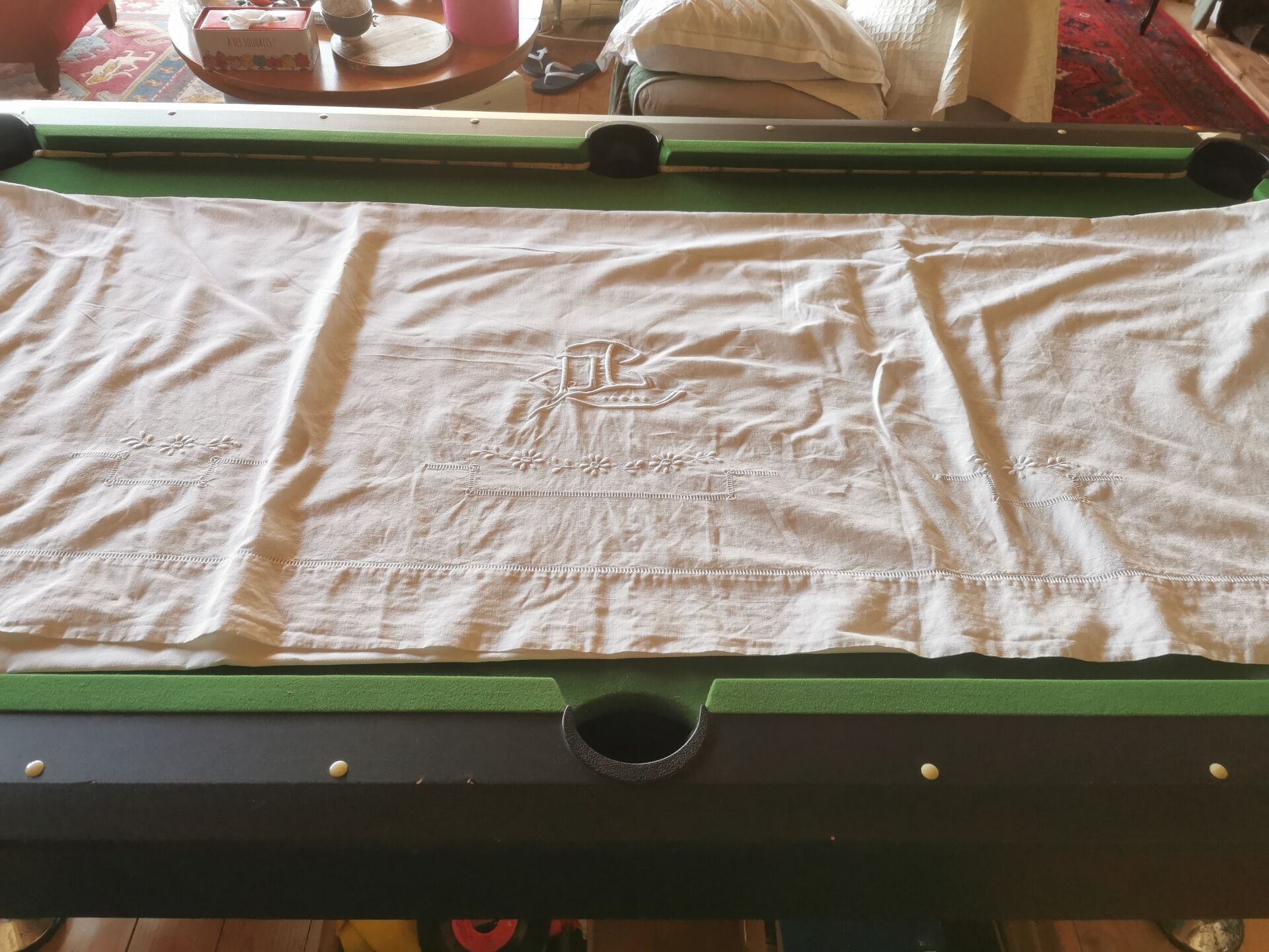 Old monogrammed fabric