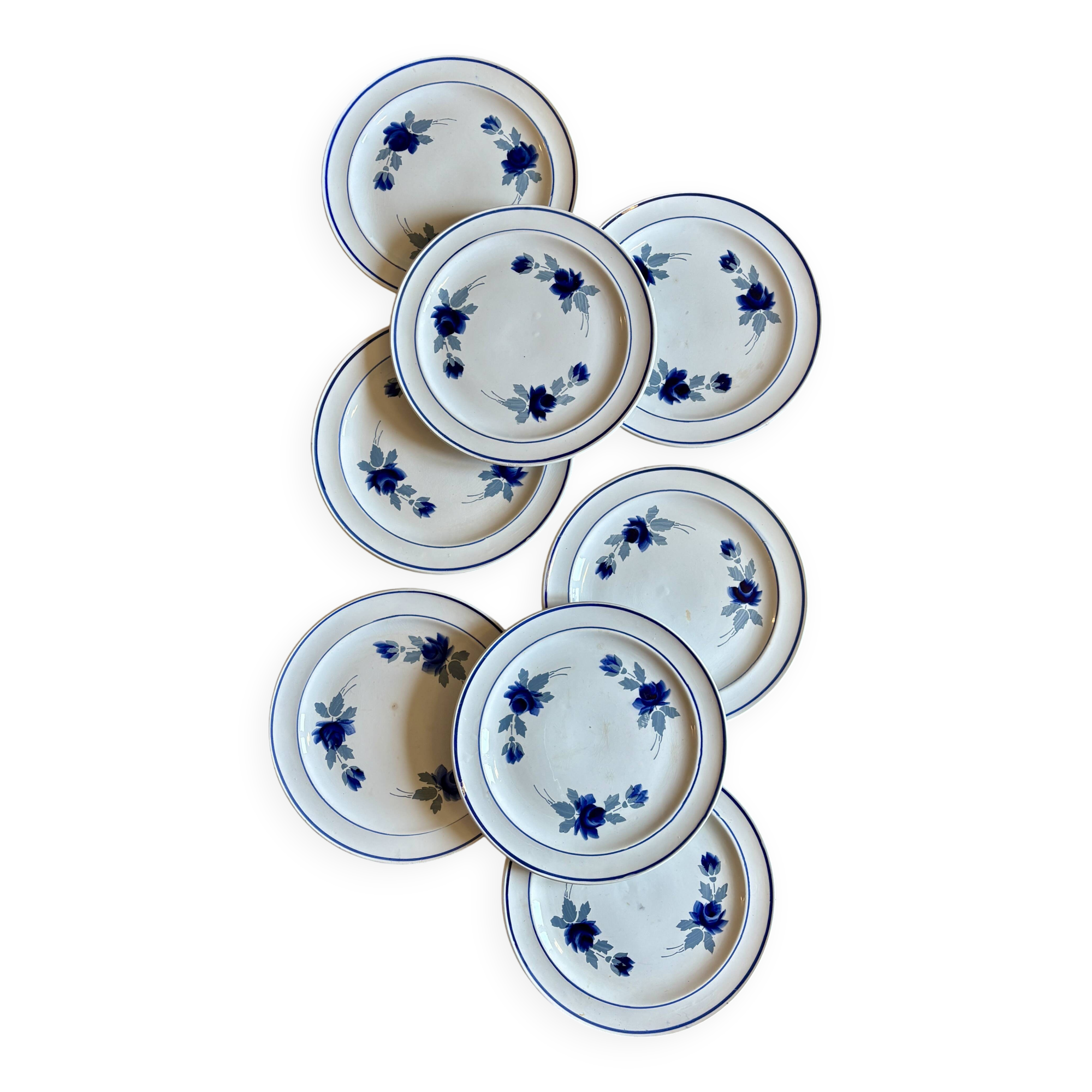 Set of 8 vintage dessert plates, Murcie model by Moulin des Loups