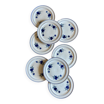 Set of 8 vintage dessert plates, Murcie model by Moulin des Loups