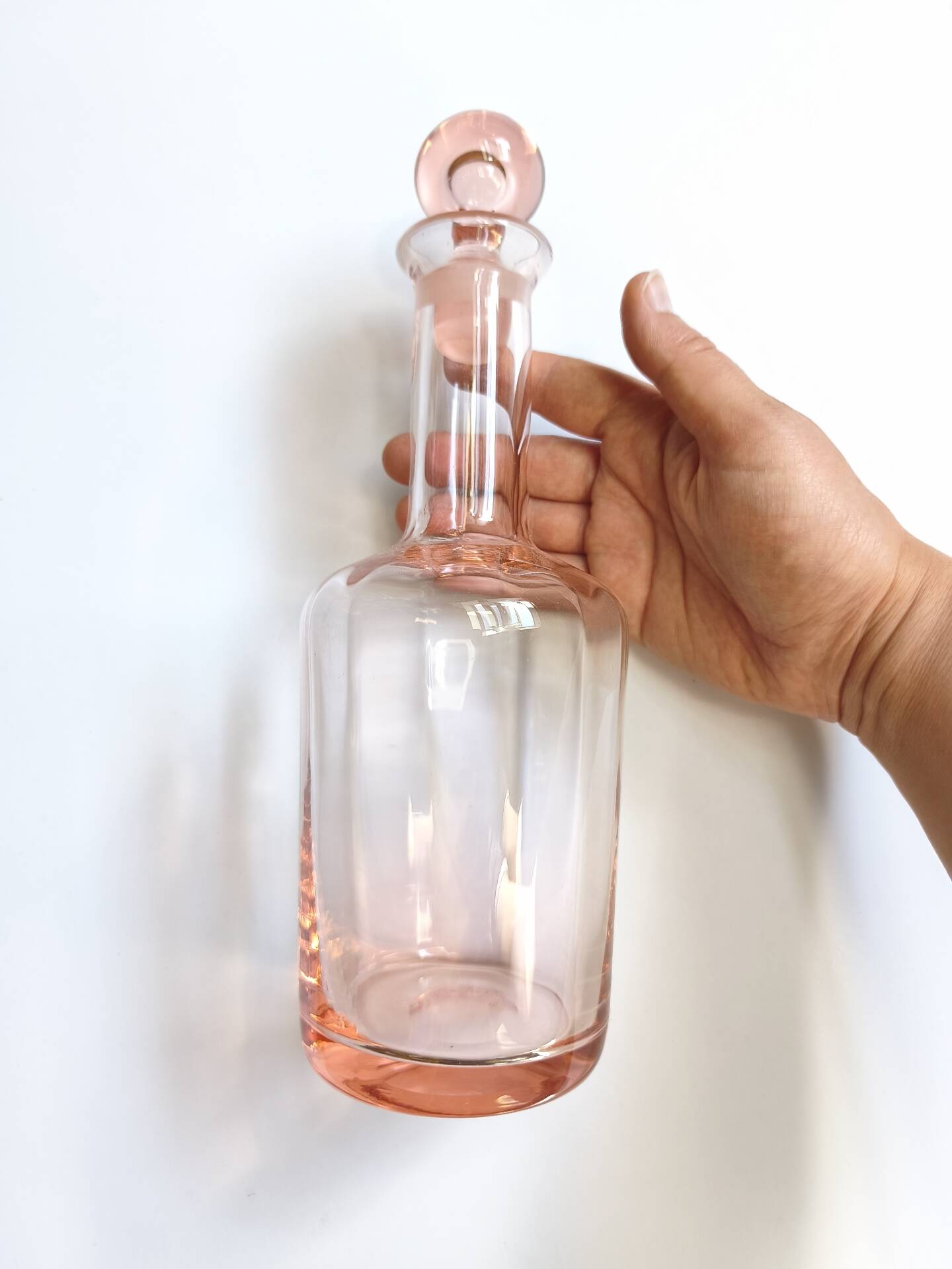 Vintage pink glass bottle