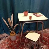Yellow formica table + stool