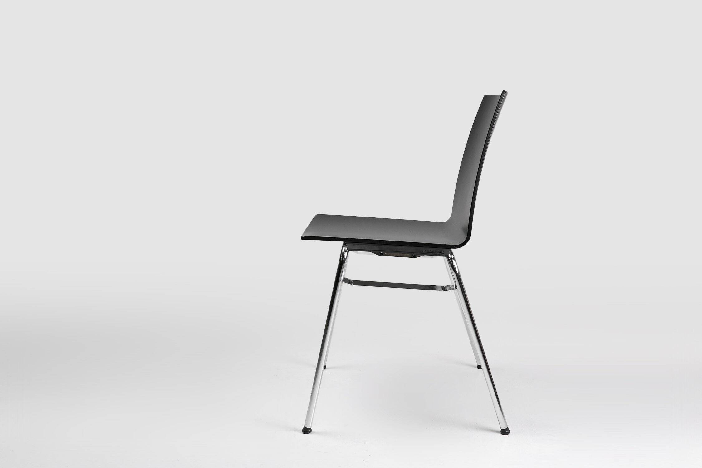 21th Century Black Chair with Wooden Seat, Belgium
