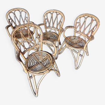 Set of 4 rattan chairs