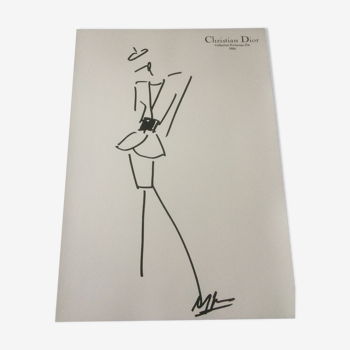 Christian Dior, beautiful press fashion illustration "Spring Collection - Summer 1986"