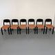 Lot of 6 blackened wooden chairs with French design fabric from the 1970s Self.
