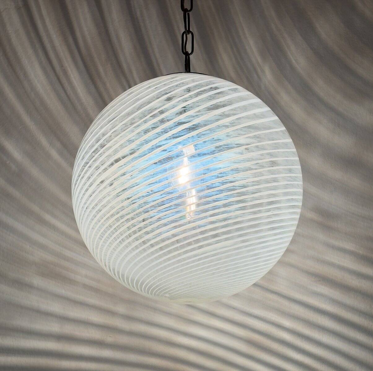 Vintage Swirl Murano pendant lamp, Italy, 1970s