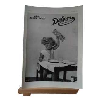 A paper Delices pasta advertisement