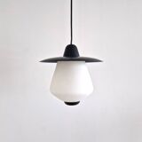 Set of 2 pendant lamps in black and white, 1950's