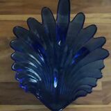 Trinket bowl in blue glass king in the shape of a leaf