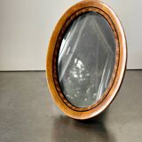 Cadre ovale antique en bois avec incrustation en intarsia 15,5 cm x 10 cm