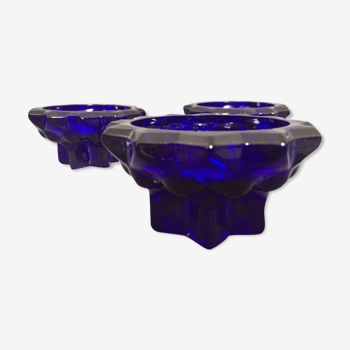 Old reims glass candlesticks cobalt blue