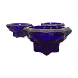 Old reims glass candlesticks cobalt blue