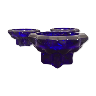 Old reims glass candlesticks cobalt blue