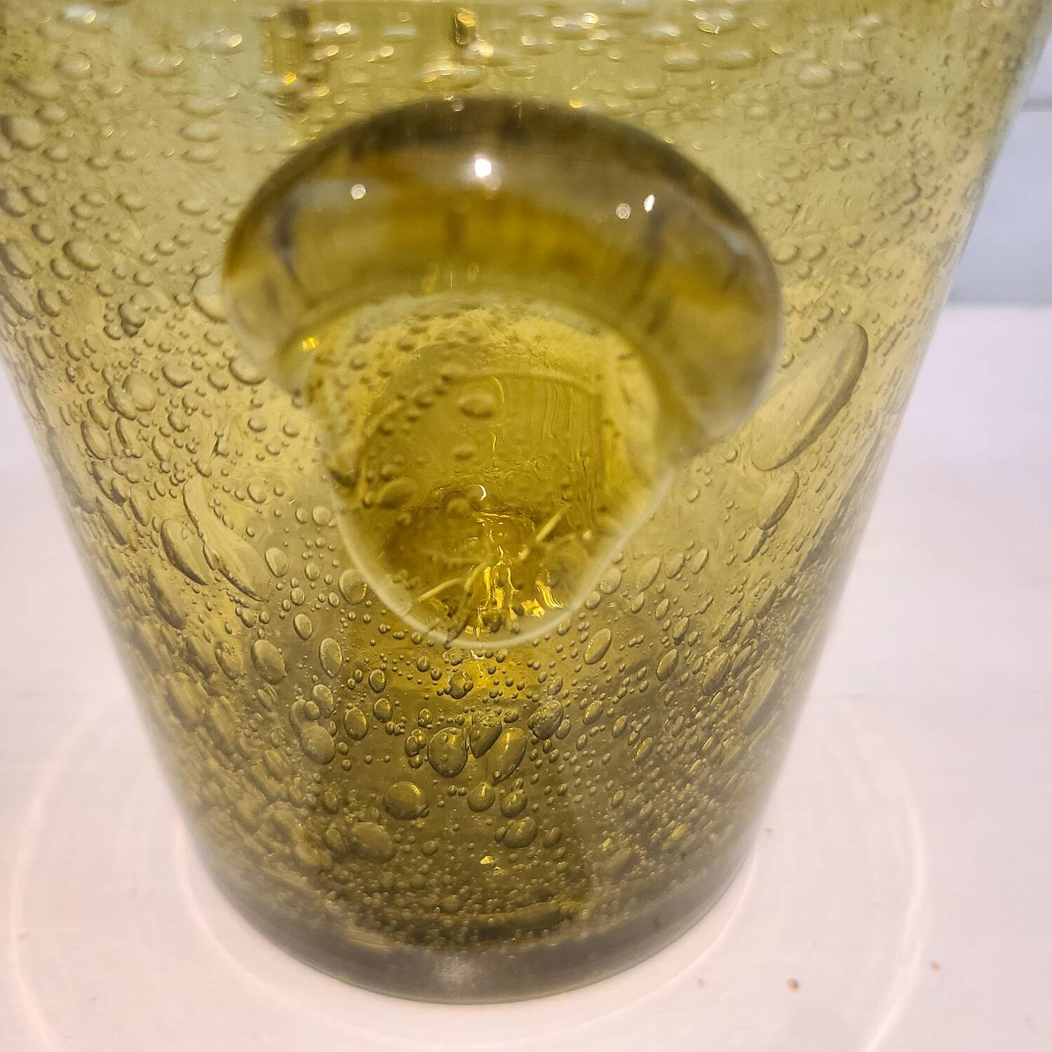 Vintage bubble-blown glass ice bucket by Biot.
