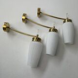 Set of 3 vintage opaline wall lights