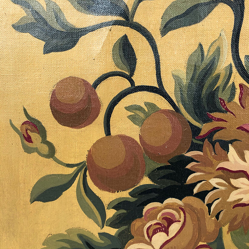 Aubusson tapestry cardboard. Bouquet of Louis XIII-style flowers