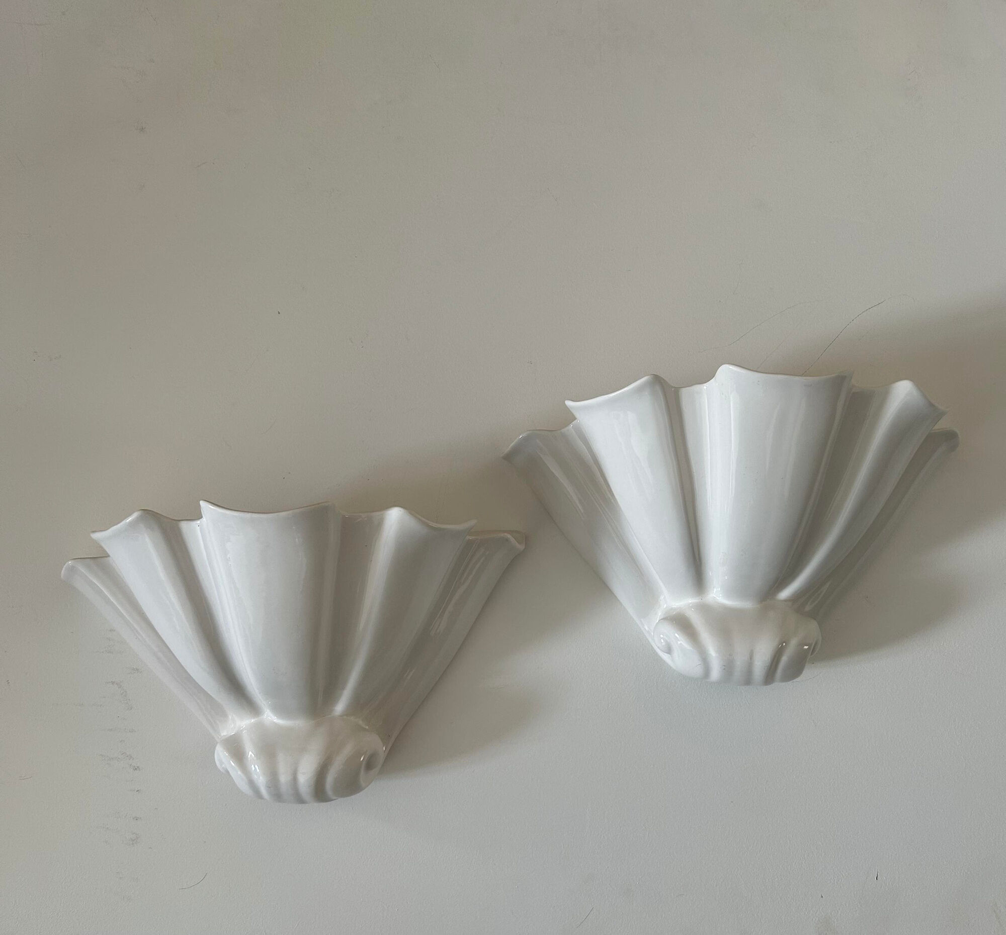 Pair of porcelain wall lamps France 1970