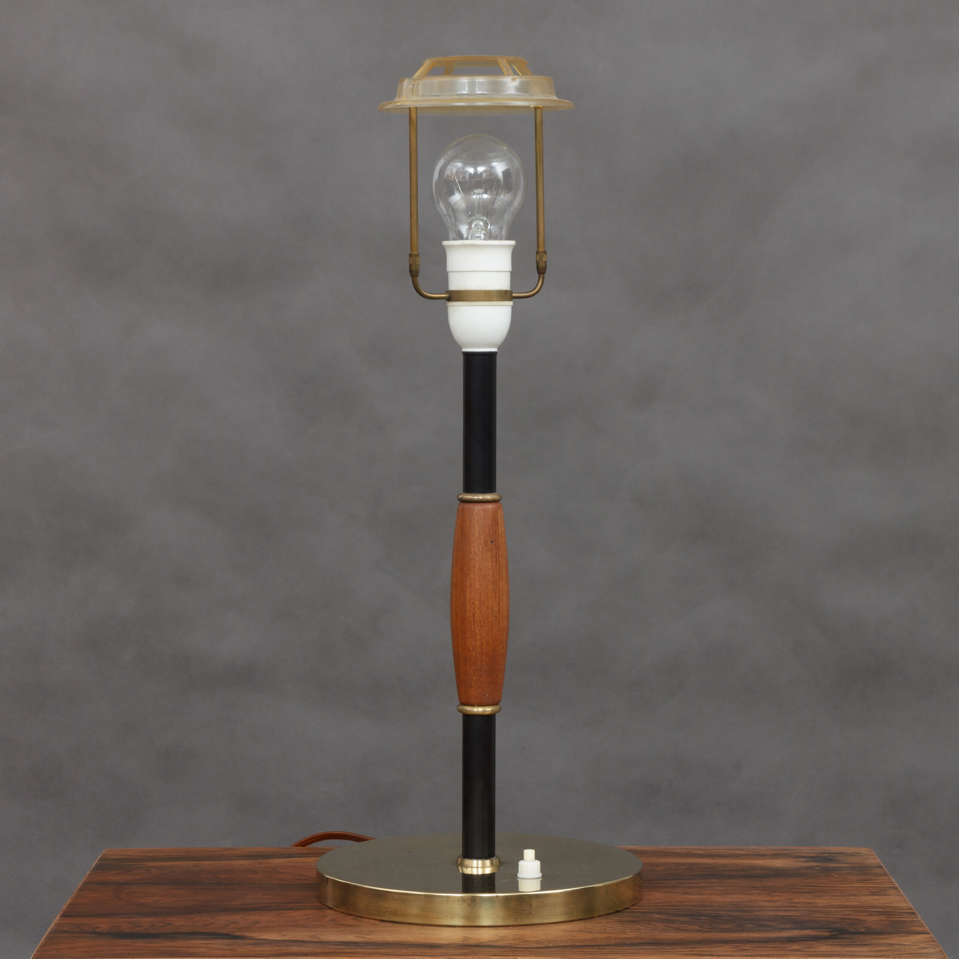 Brass and teak desk lamp